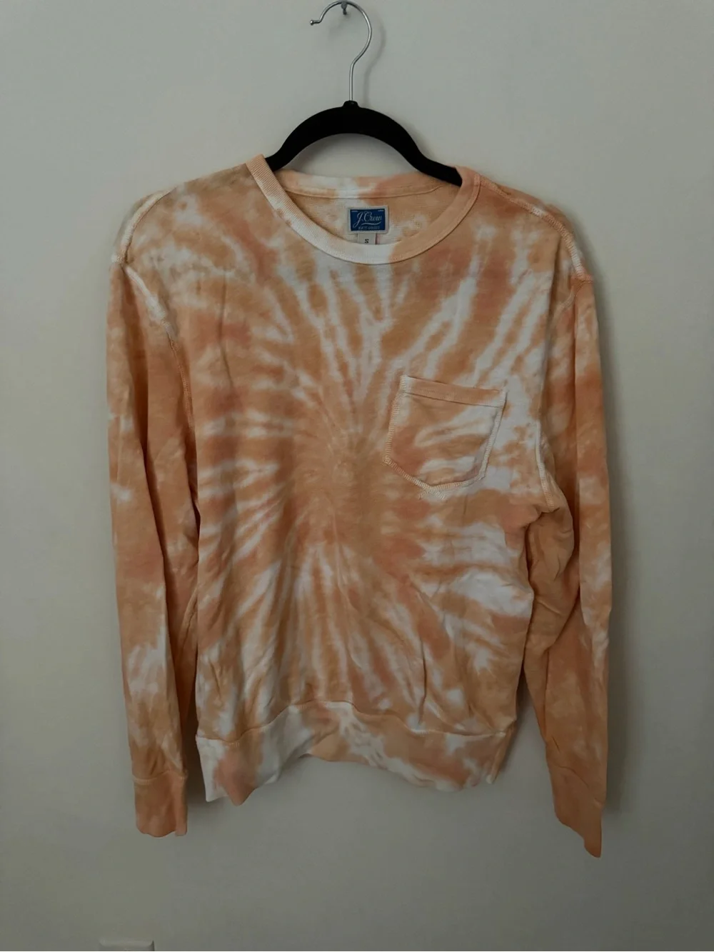 J. Crew Men’s Peach and White Tie-Dye Crewneck Sweater